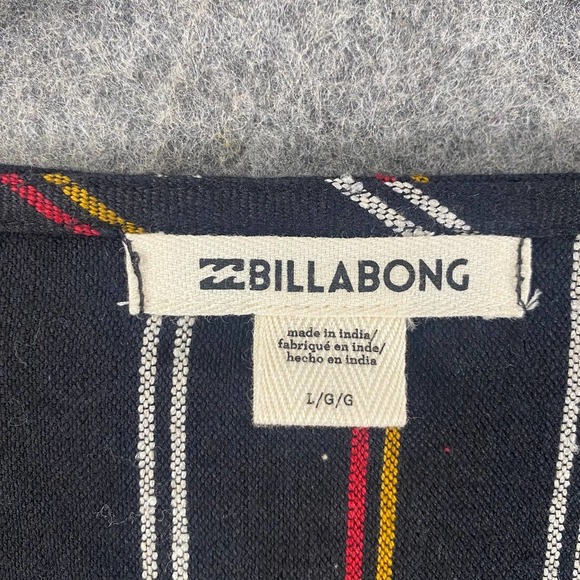 Billabong Romper Large Black Striped Play All Day V-Neck Long Sleeve - Picture 11 of 15